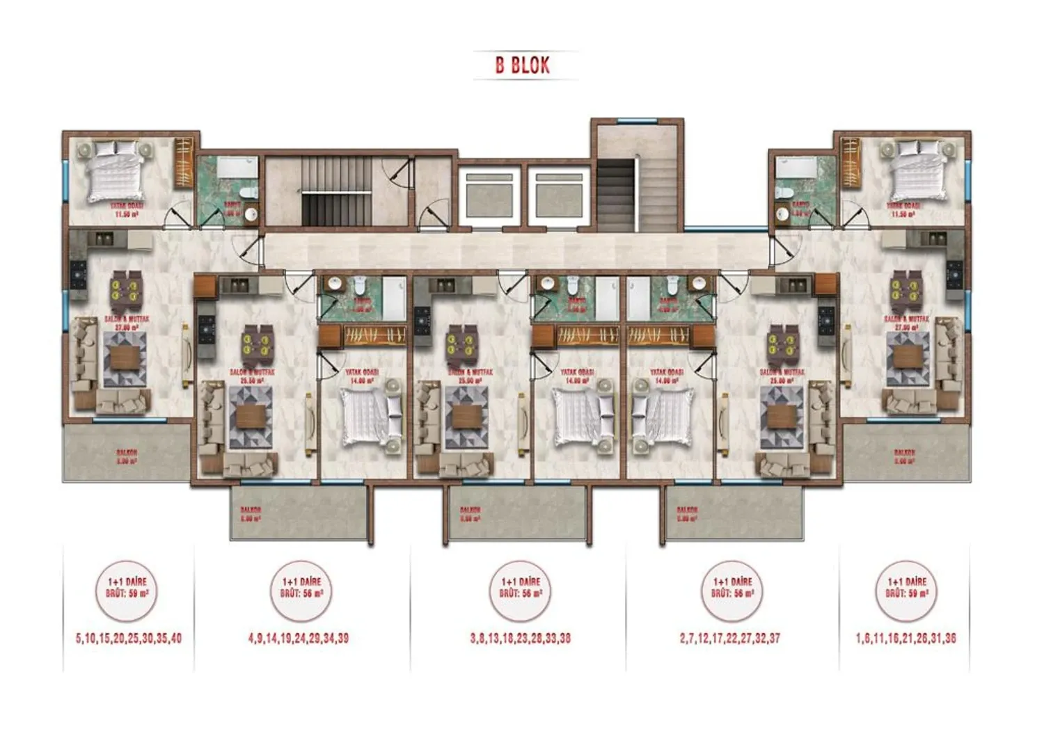B Block floor plan, Çarşı 3