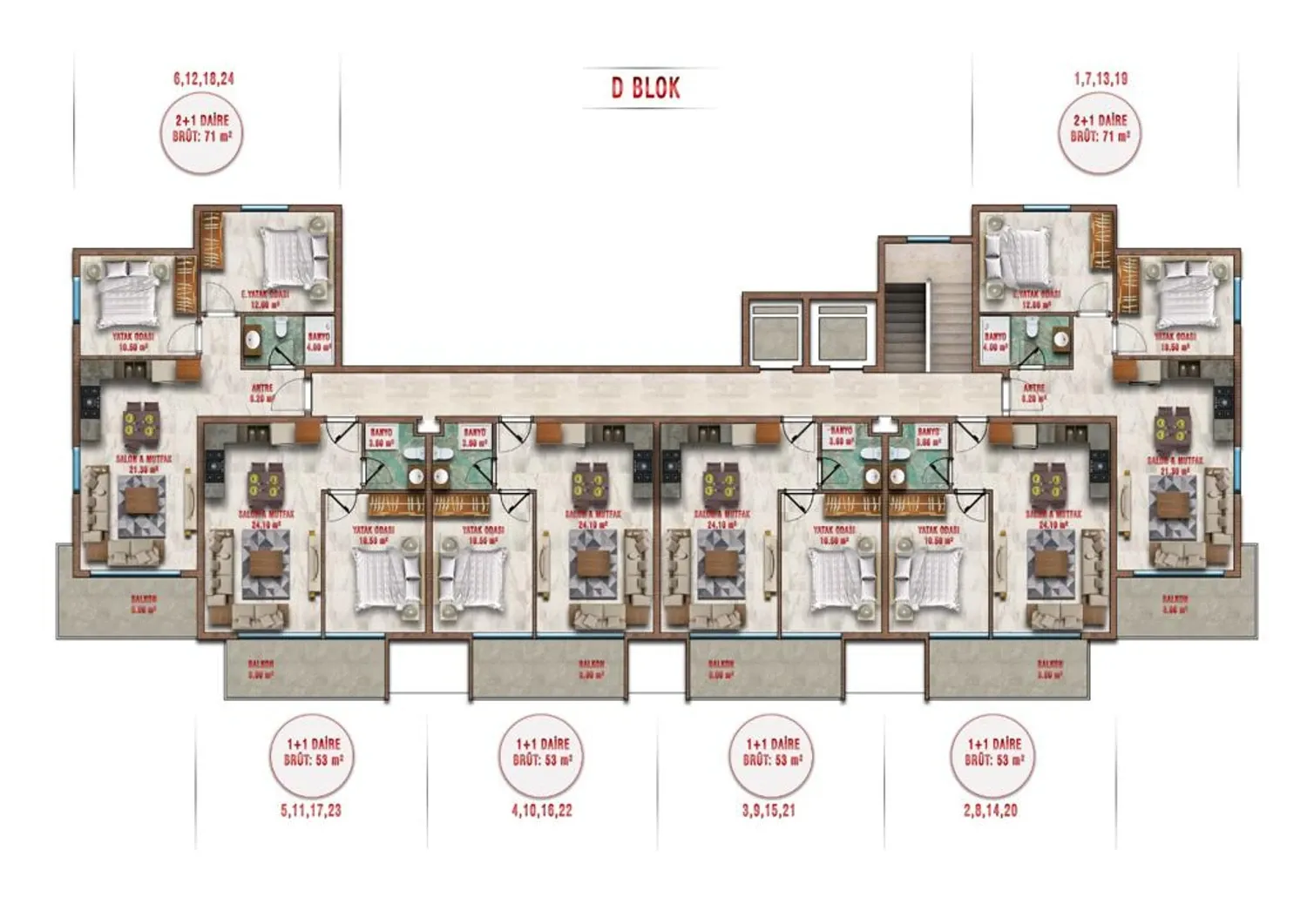 D Block floor plan, Çarşı 3